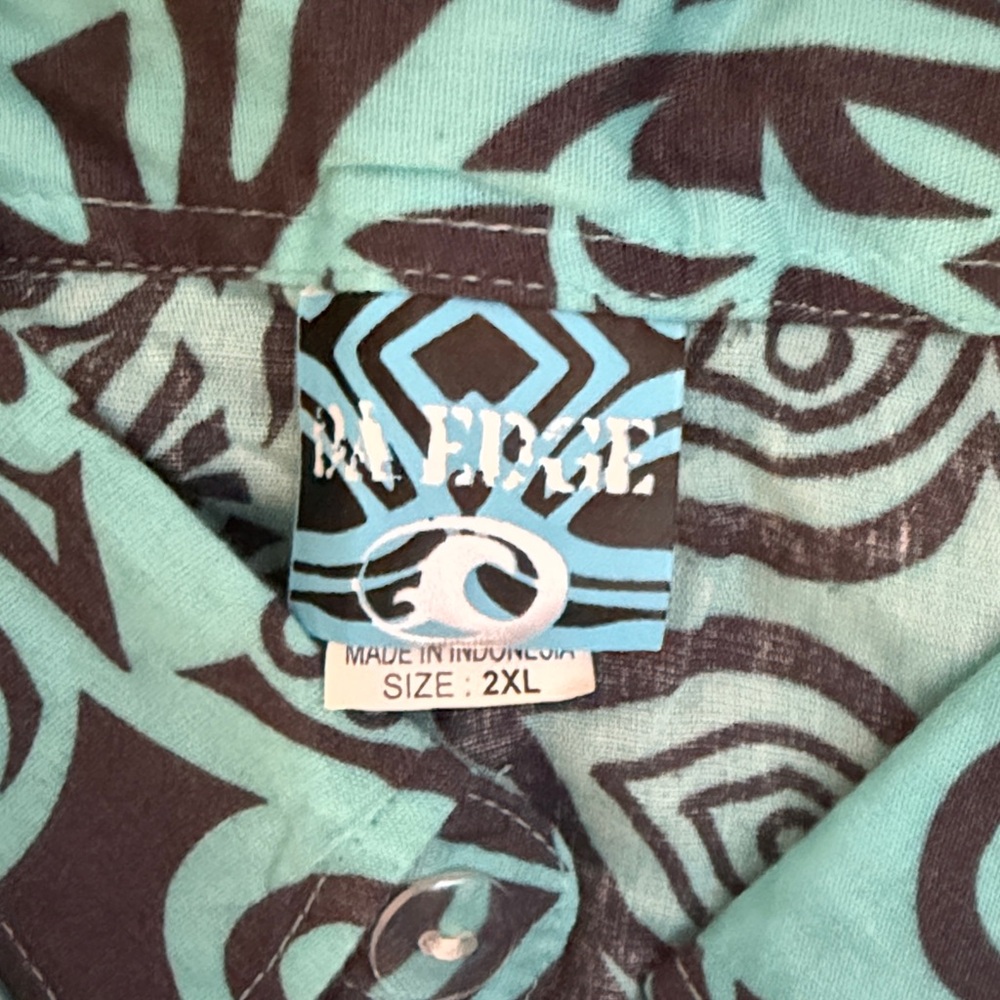 Da Edge Turquoise and Black Patterned Men's Shirt - Picture 3 of 6